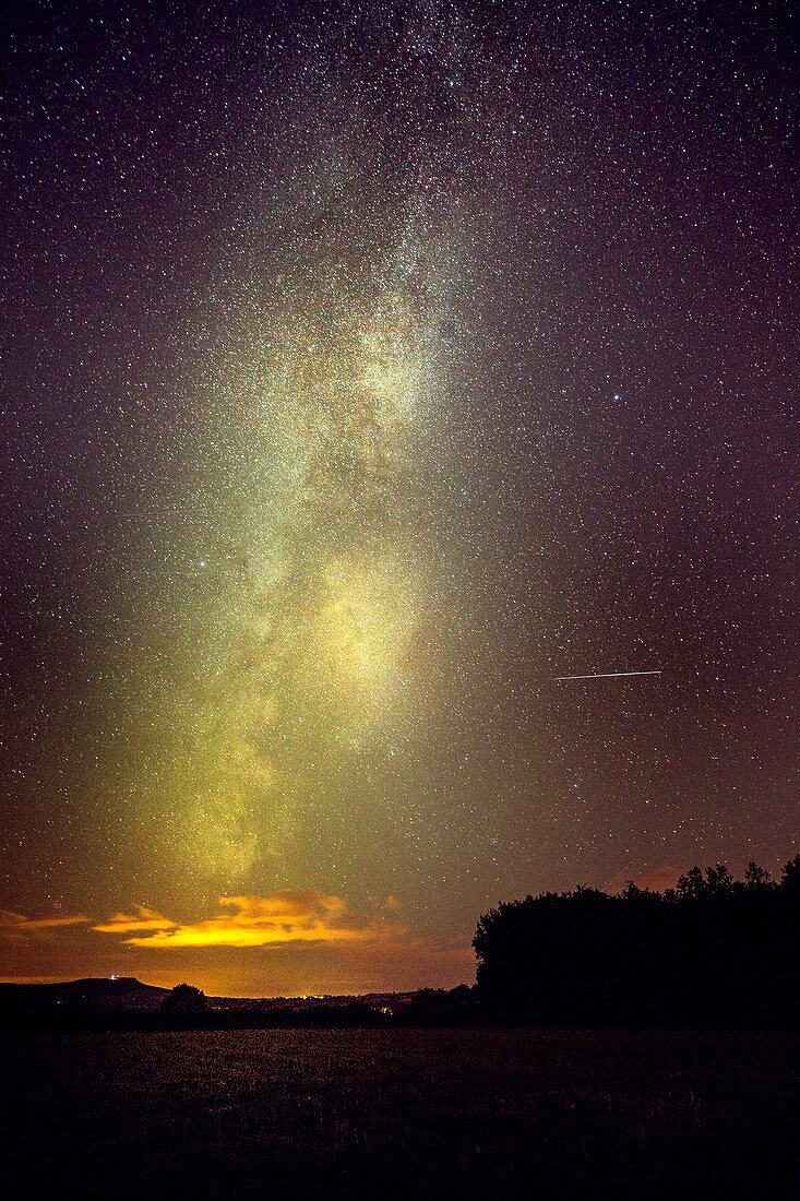 Milky Way with a satellite trail