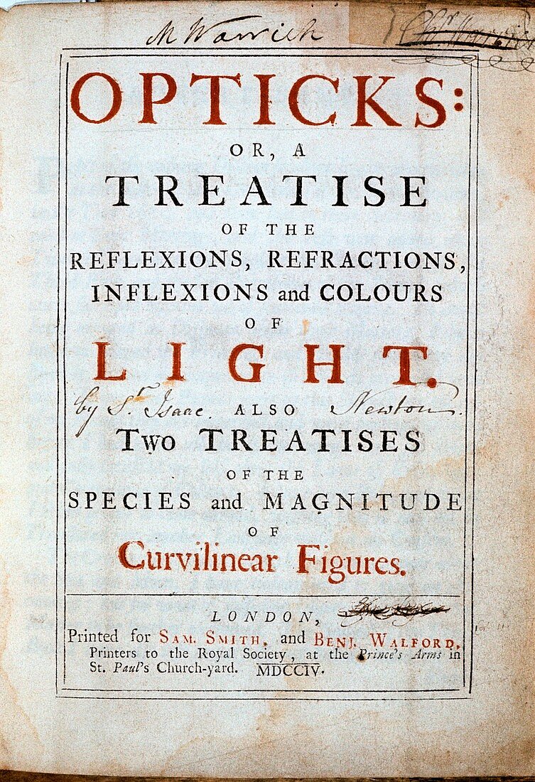 Title page of Newton's Opticks