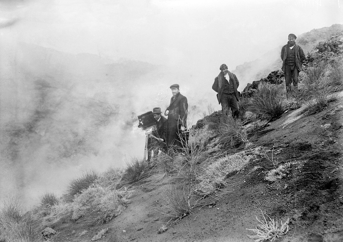 Filming Mount Etna eruption,1910