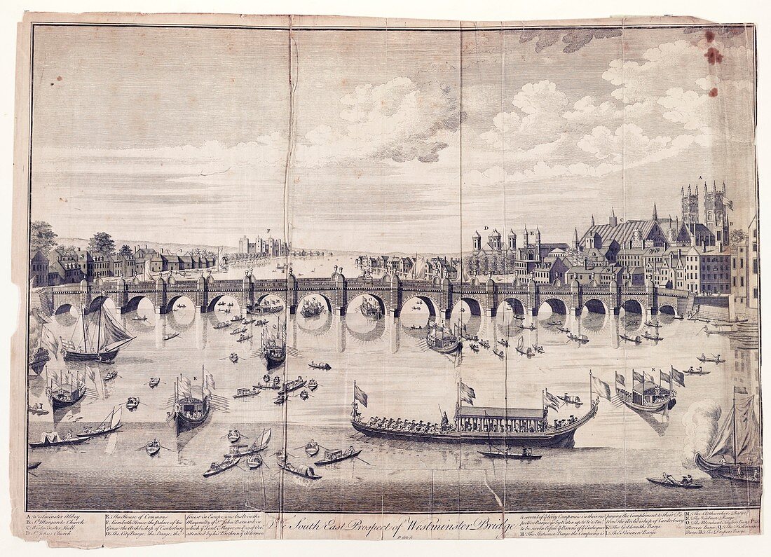 Barges at Westminster Bridge,1740s
