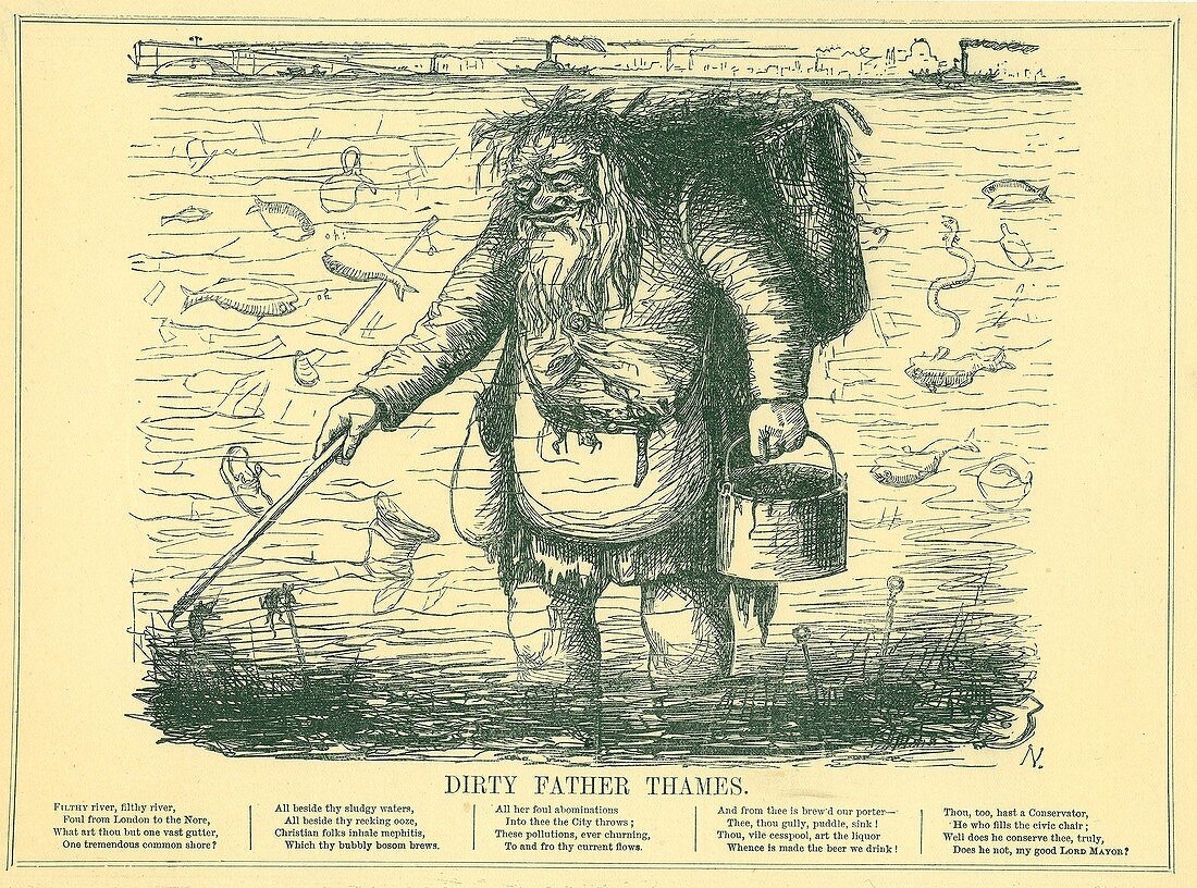 Dirty Father Thames,cartoon,1849