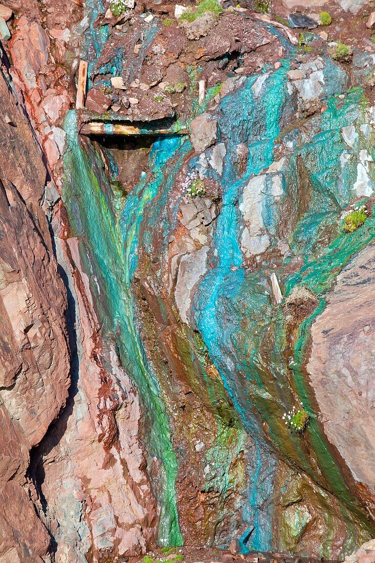 Sea Cliffs stained green from copper