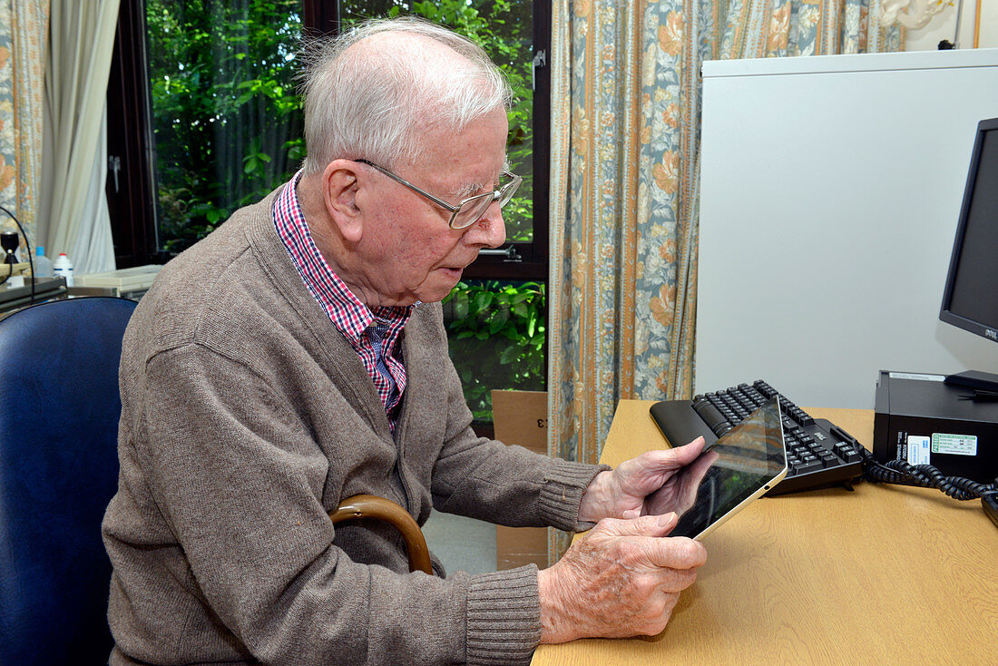 Older man doing a memory test