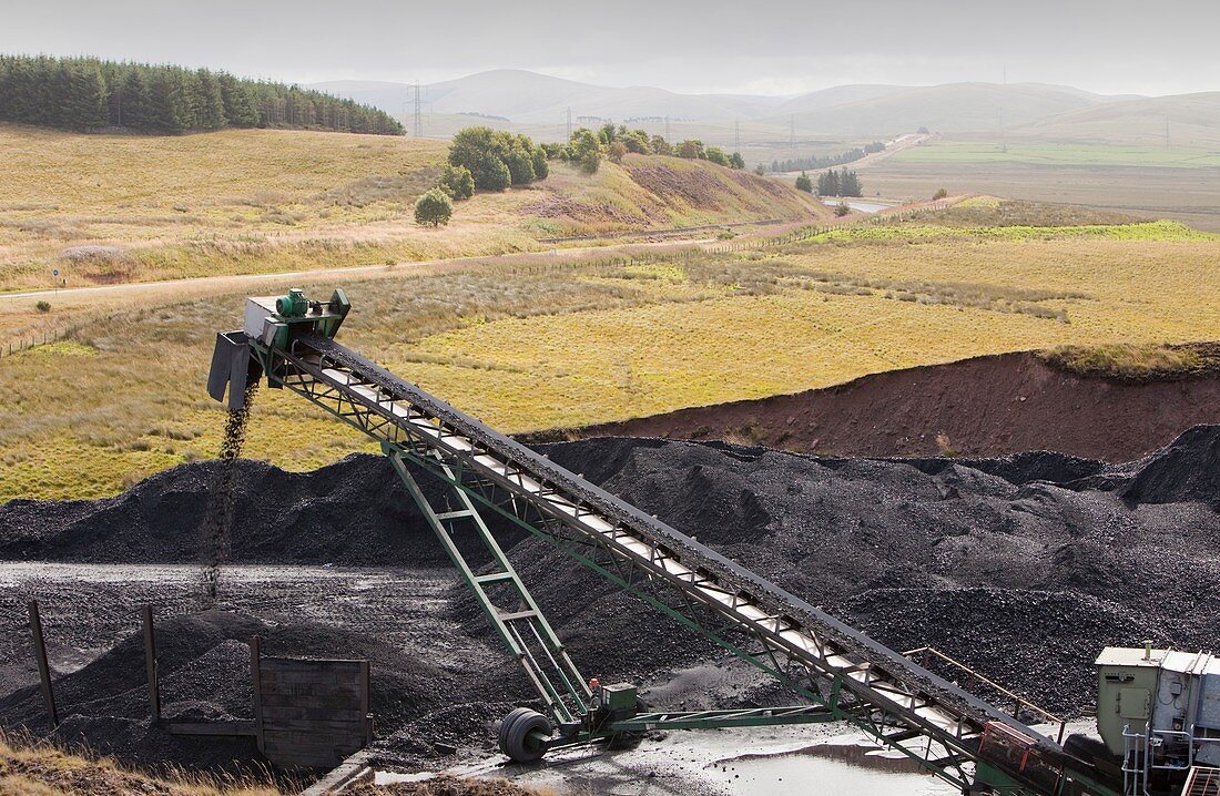 Conveyor with coal from opencast mine