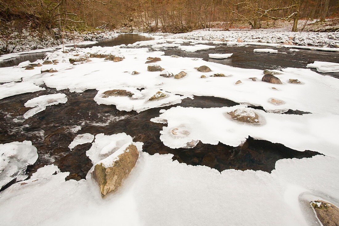 Partially frozen river