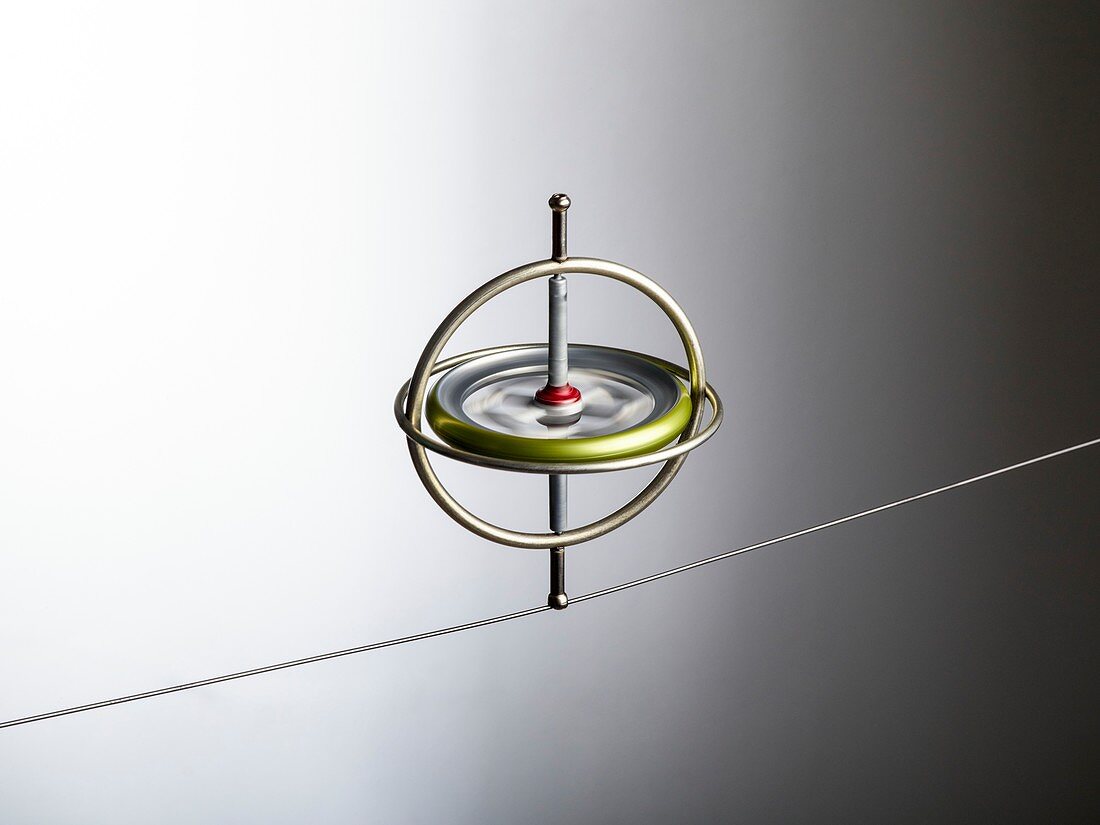 Gyroscope balancing on a wire