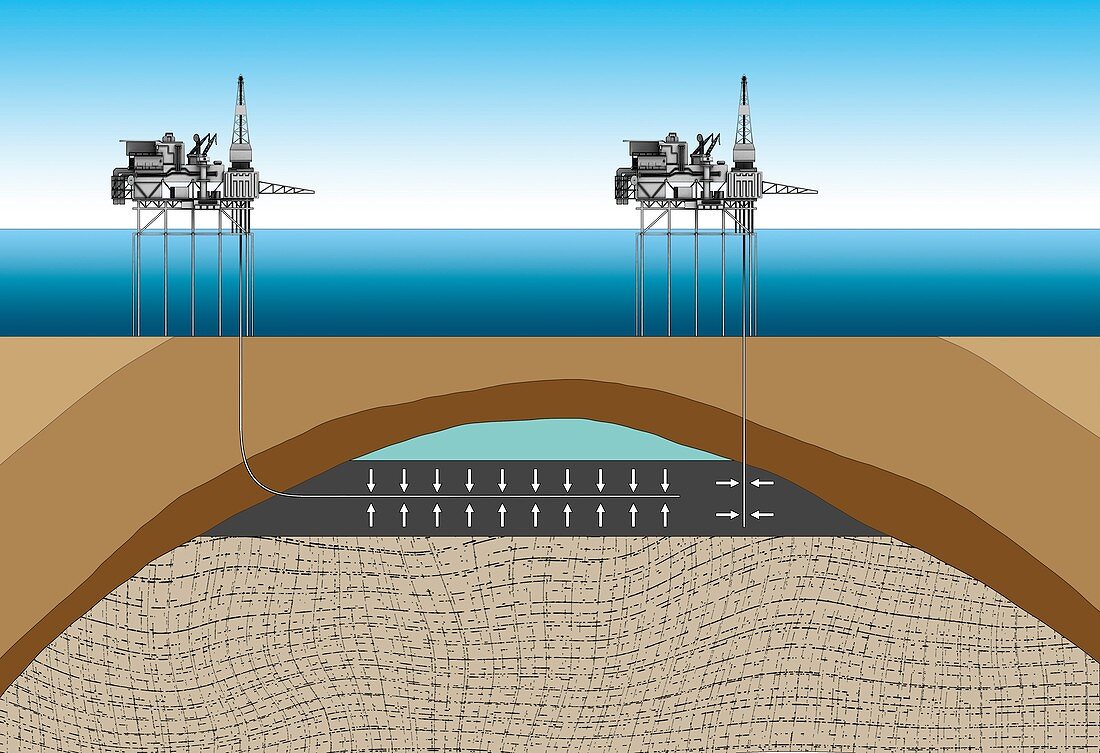 Offshore oil drilling,illustration