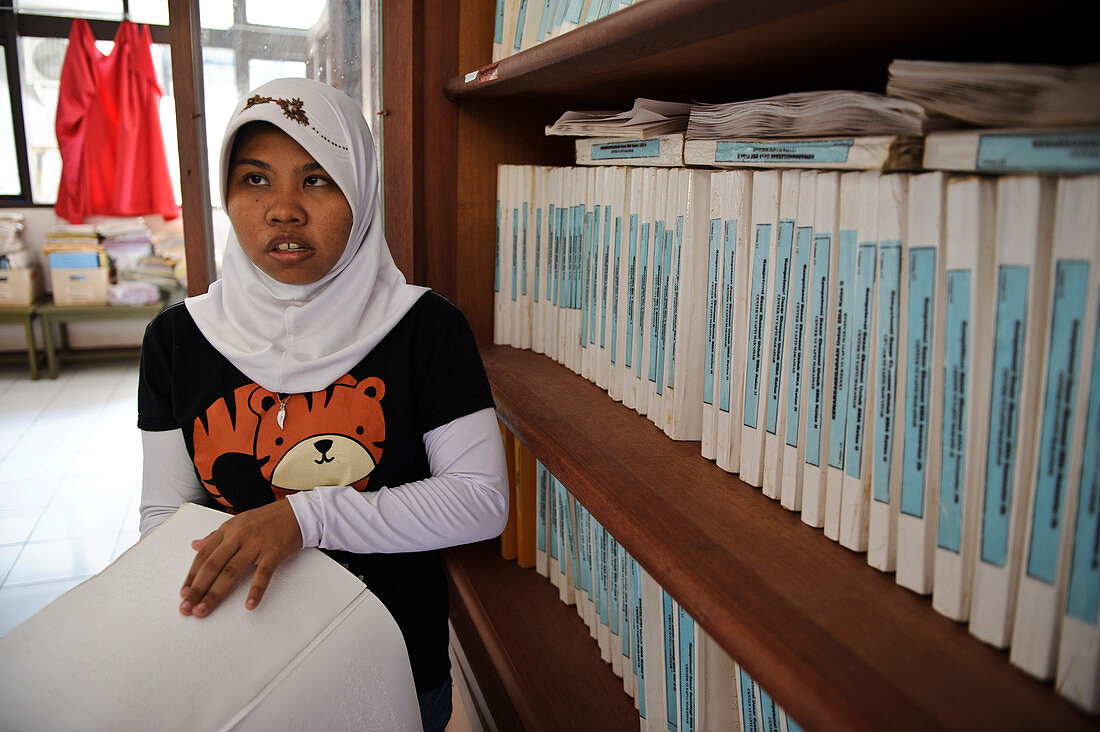 Girl in a Braille library,Indonesia