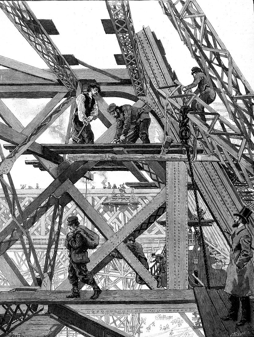 Eiffel tower being constructed,Paris