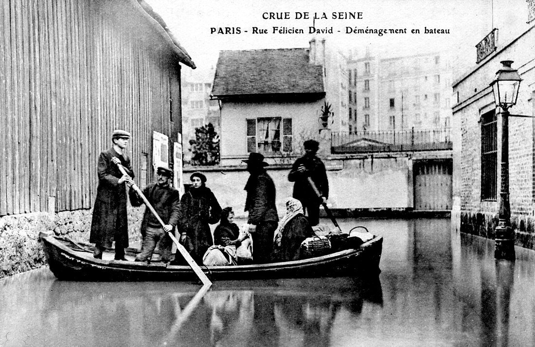 10th Century flooded Paris street,France