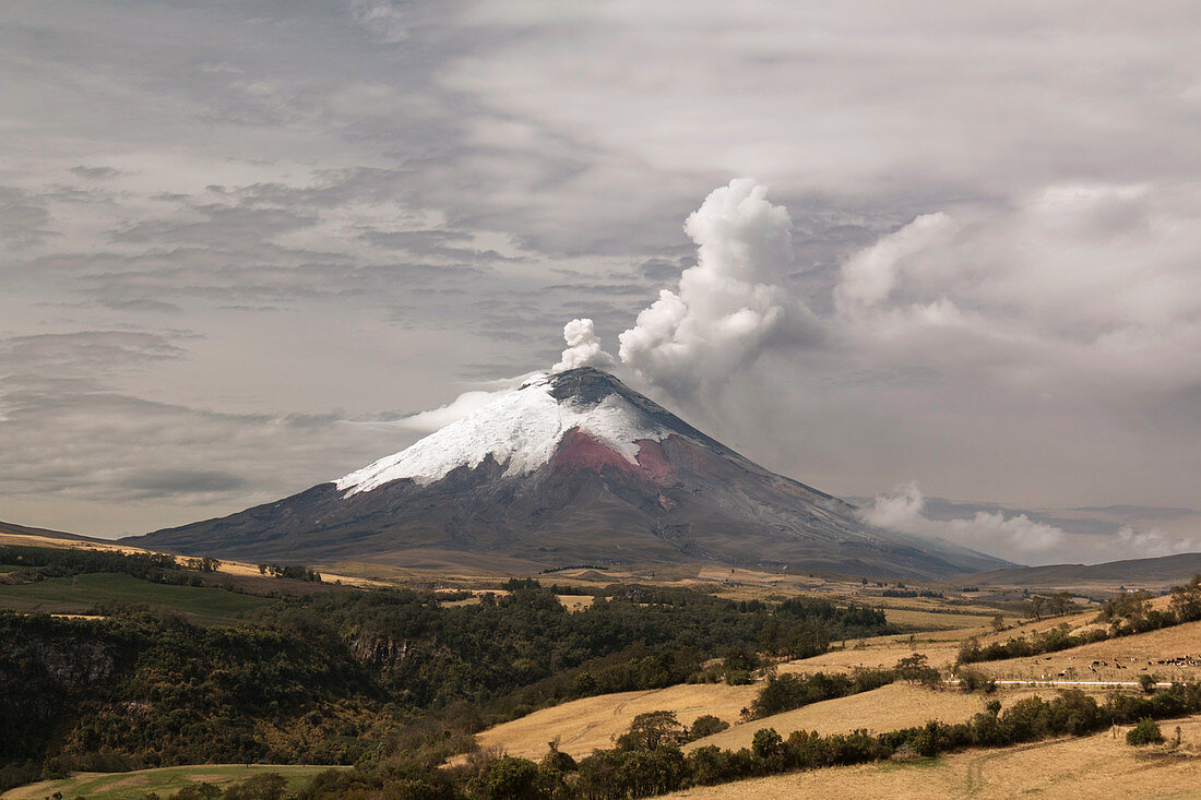 Ash plume rising from Cotopaxi volcano
