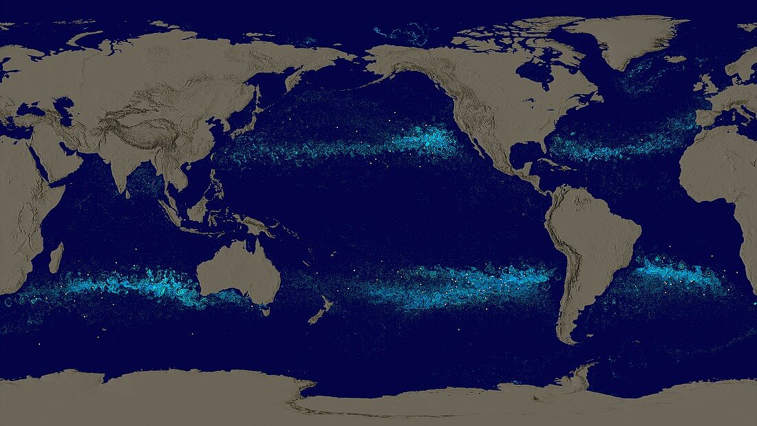 Drifting ocean garbage,global simulation