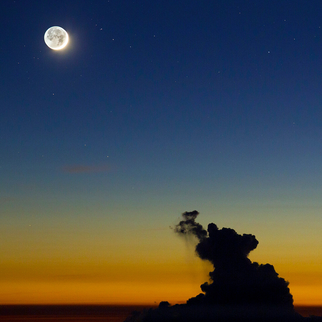 New Moon and earthshine at sunset