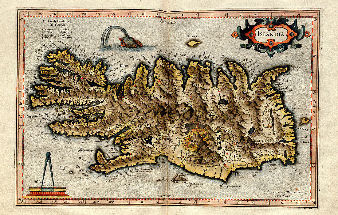 Iceland,1595 Mercator atlas