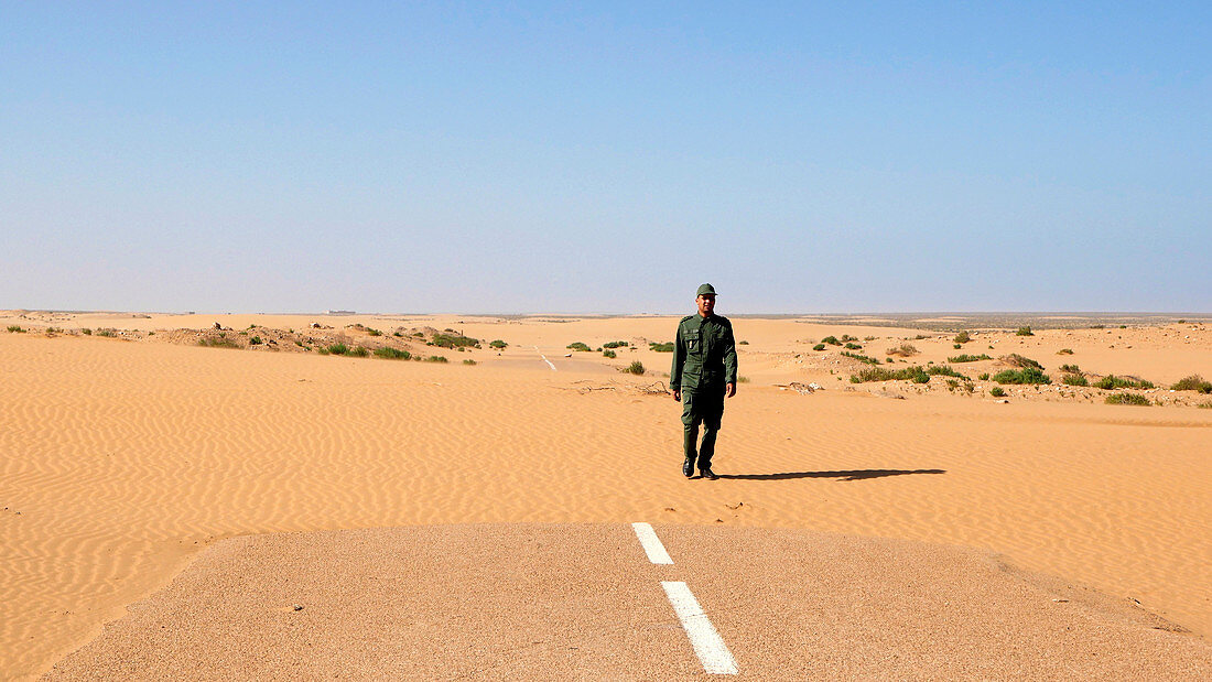 Sand-covered road,Morocco