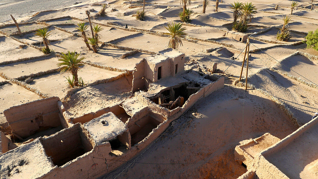 Sand-covered abandoned homes,Morocco