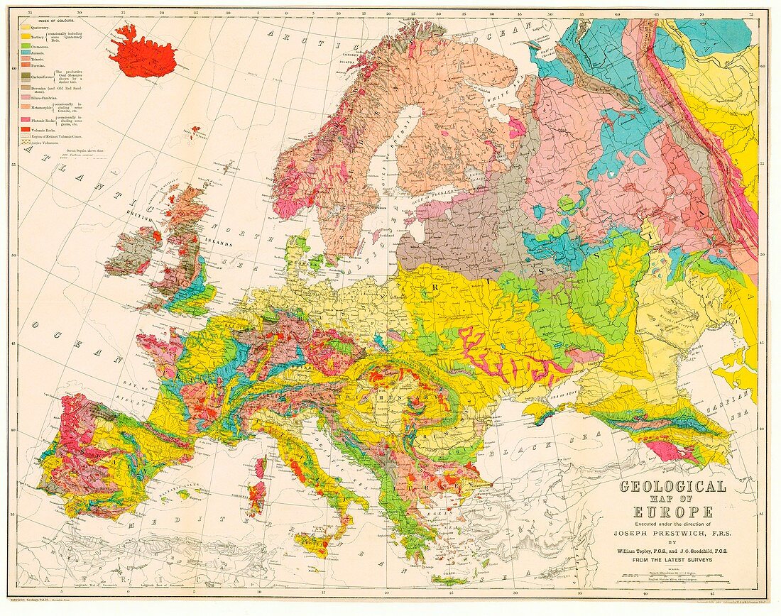 Geological map of Europe,1860