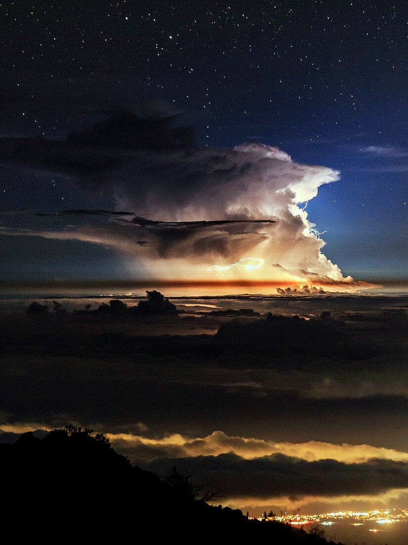 Thunderstorm from Haleakala,Hawaii