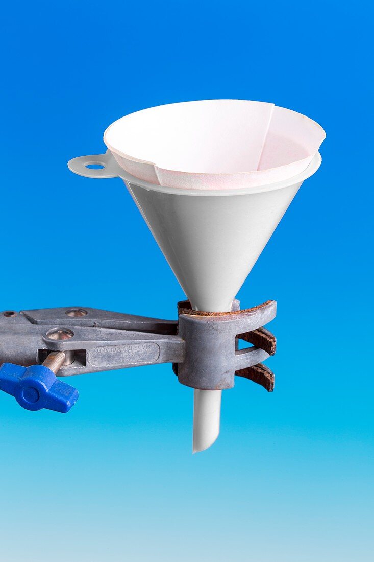 Filter paper in a plastic funnel