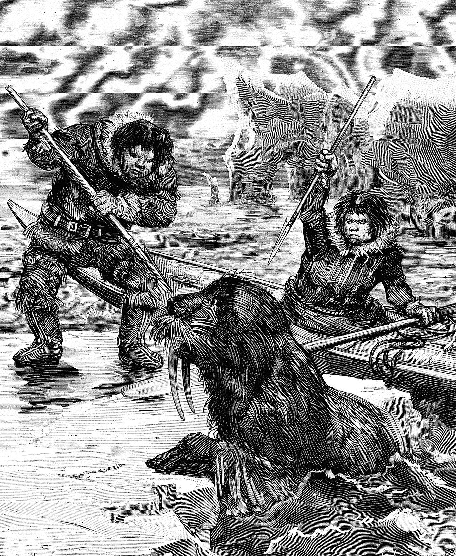 19th century Eskimos hunting
