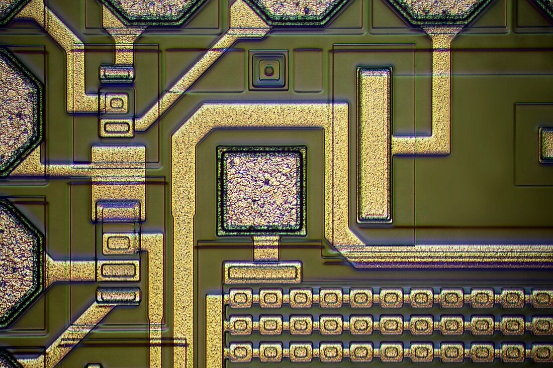 Microchip surface,light micrograph
