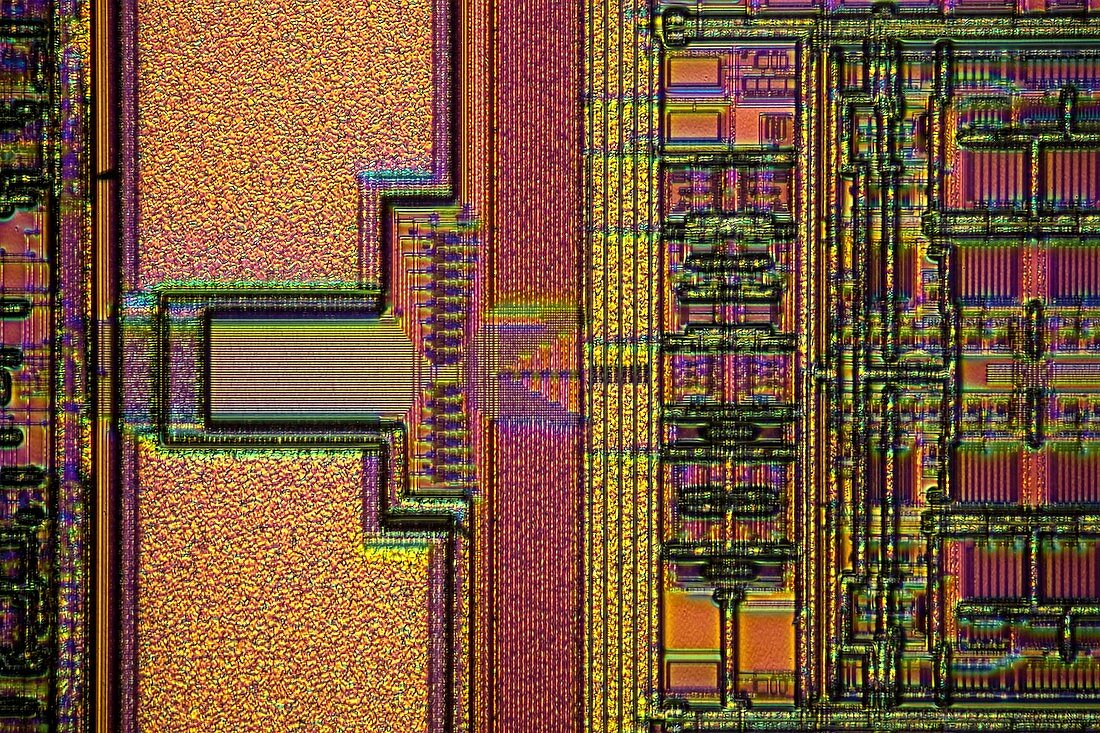 Microchip surface,light micrograph