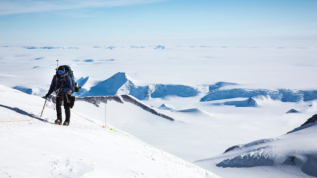 A climber on Mt Vinson,Antarctica