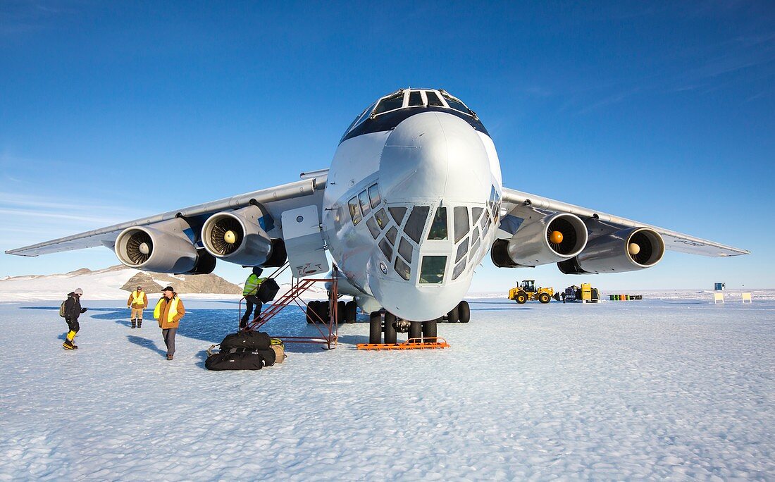 Aircraft at runway in Antarctica