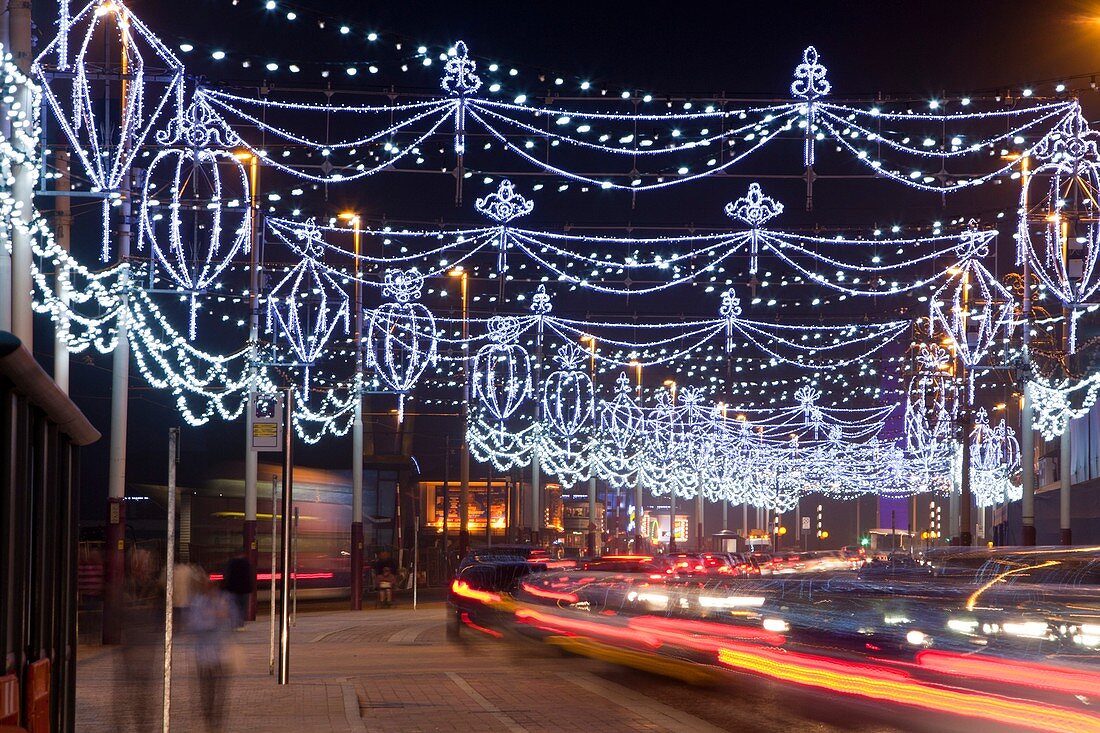 Blackpool promenade illuminated