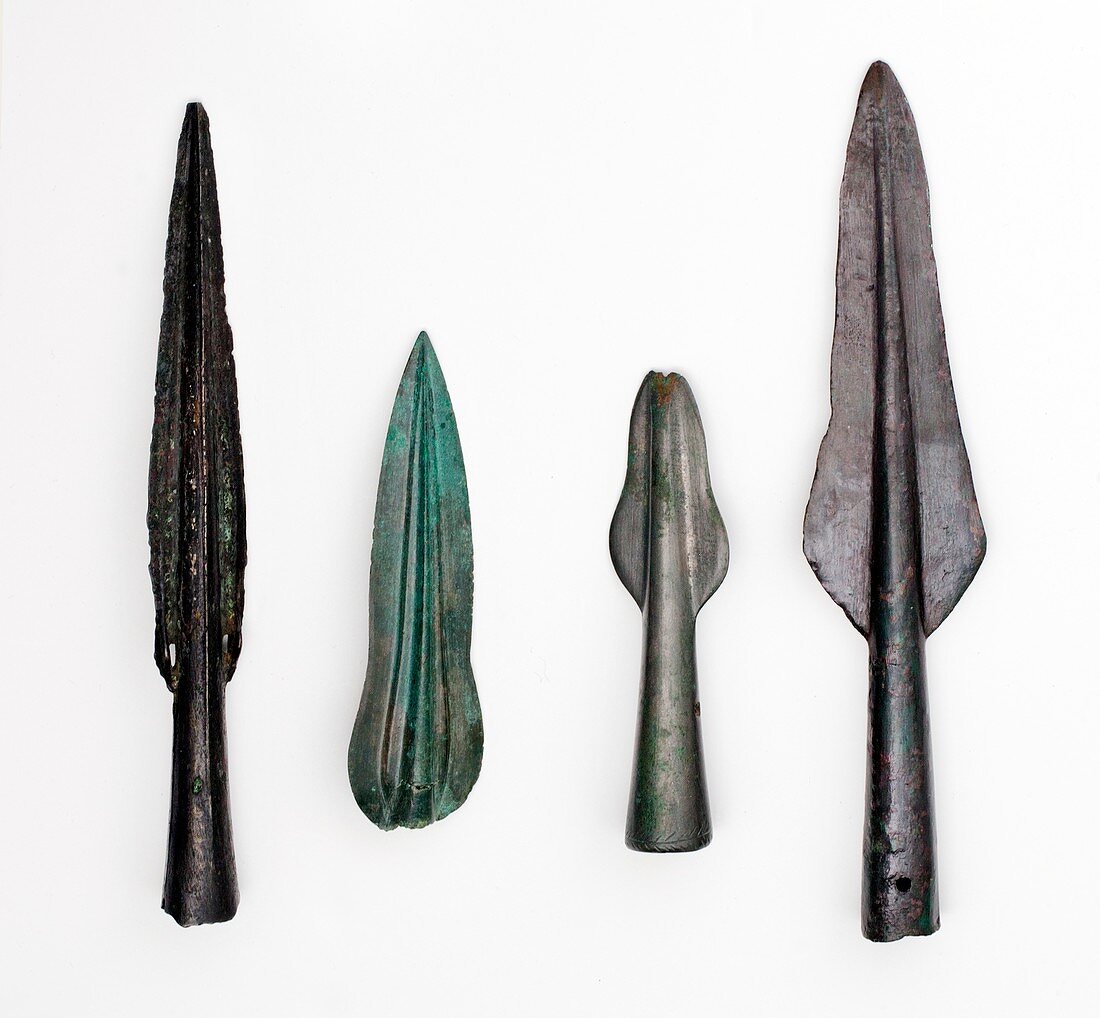 Four Bronze age spear heads
