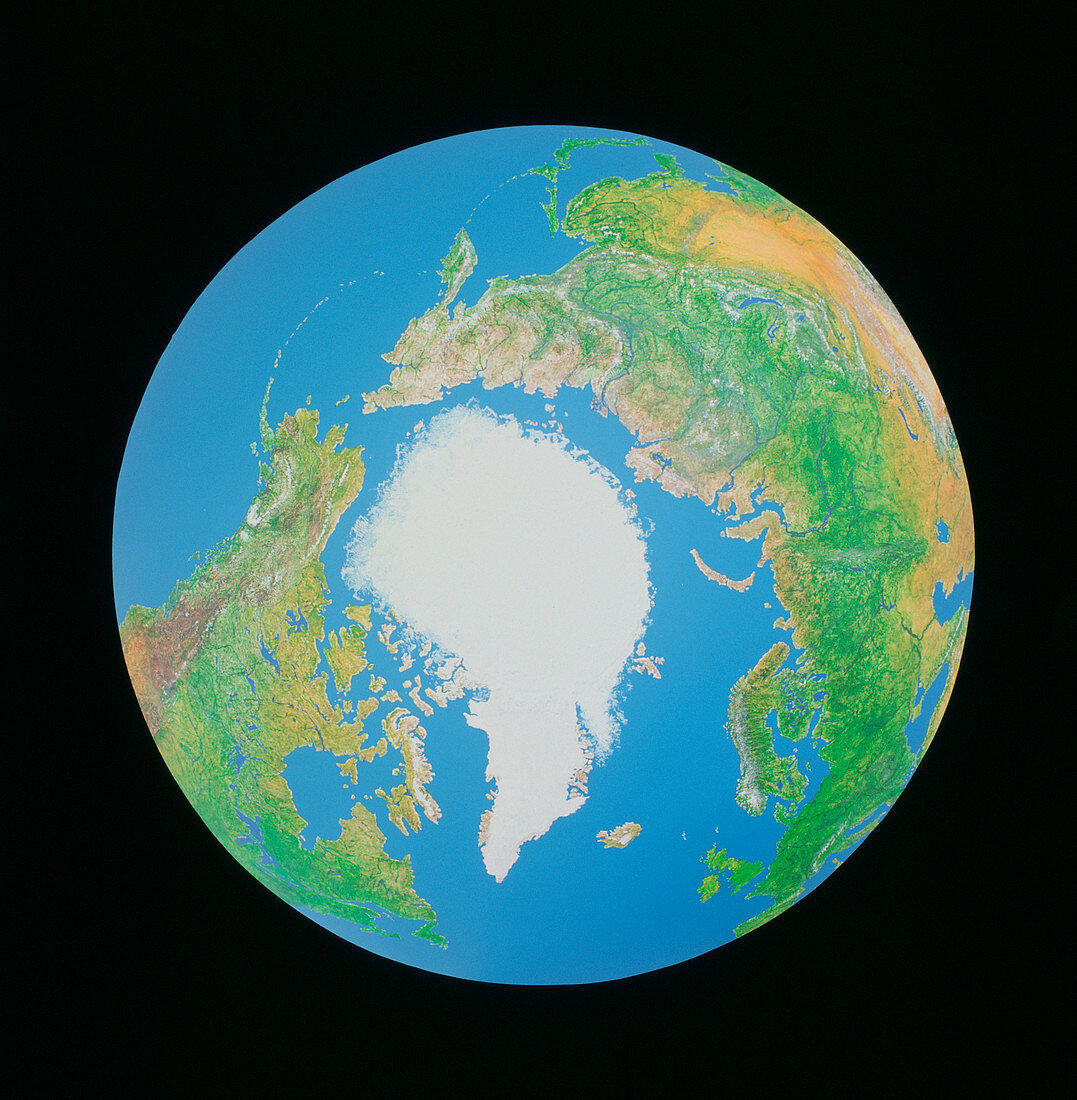 Whole earth centred on the north pole