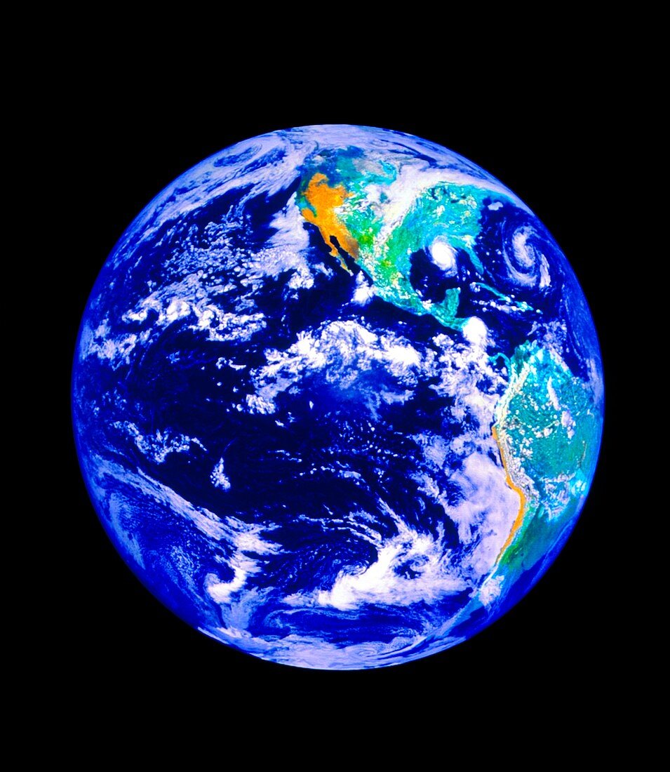 GOES-7 image of Earth,with Hurricane Andrew