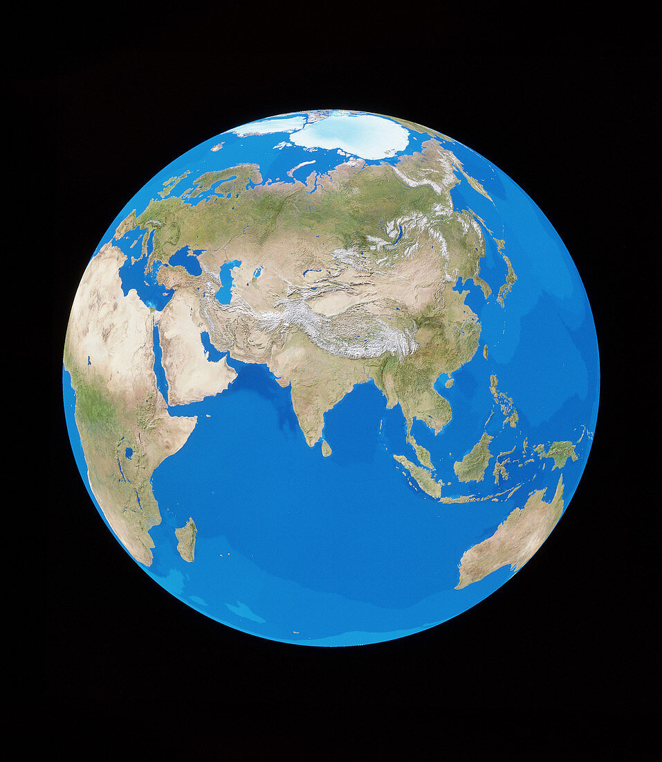 Satellite image of the Earth,centred on Asia