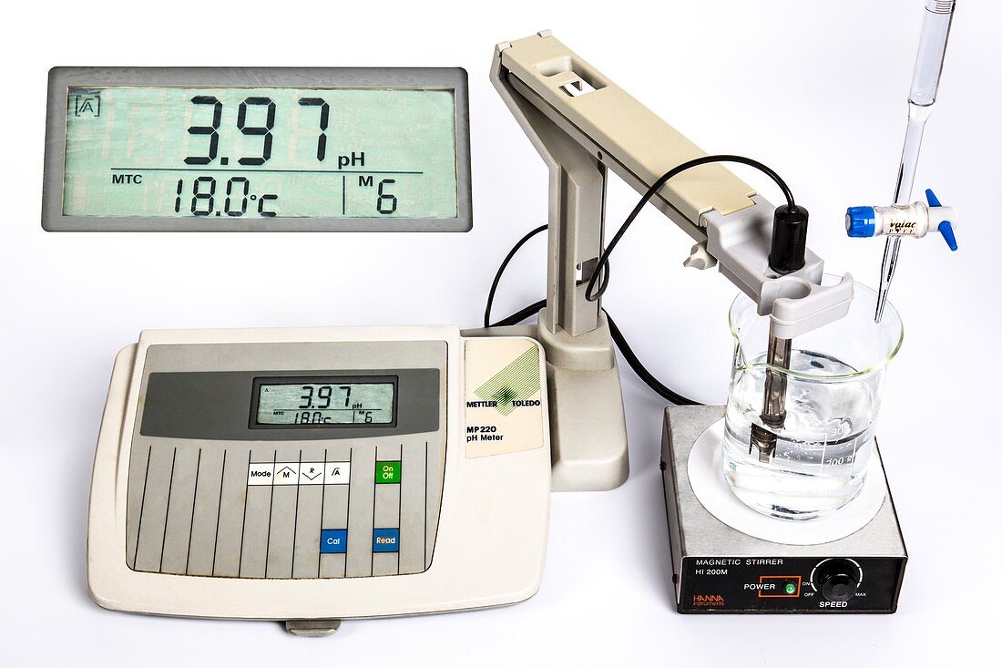 PH meter recording a titration