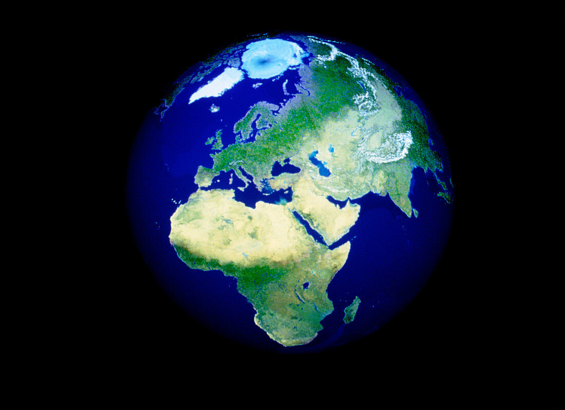 Geosphere computer screen image: Europe & Africa