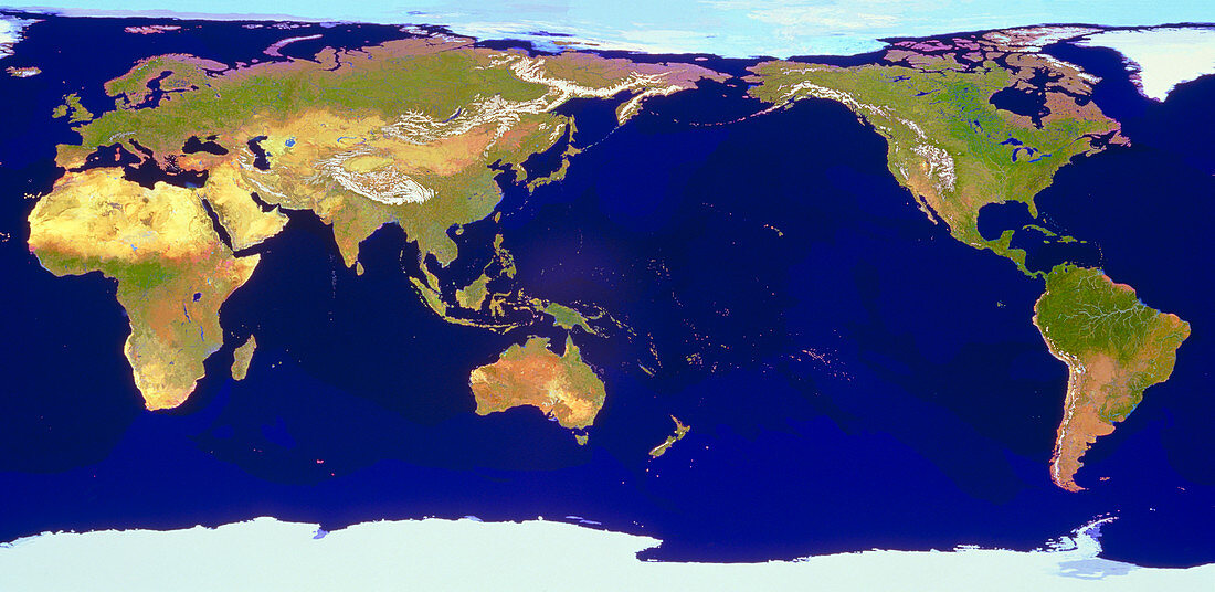 Geosphere image of whole Earth centered on