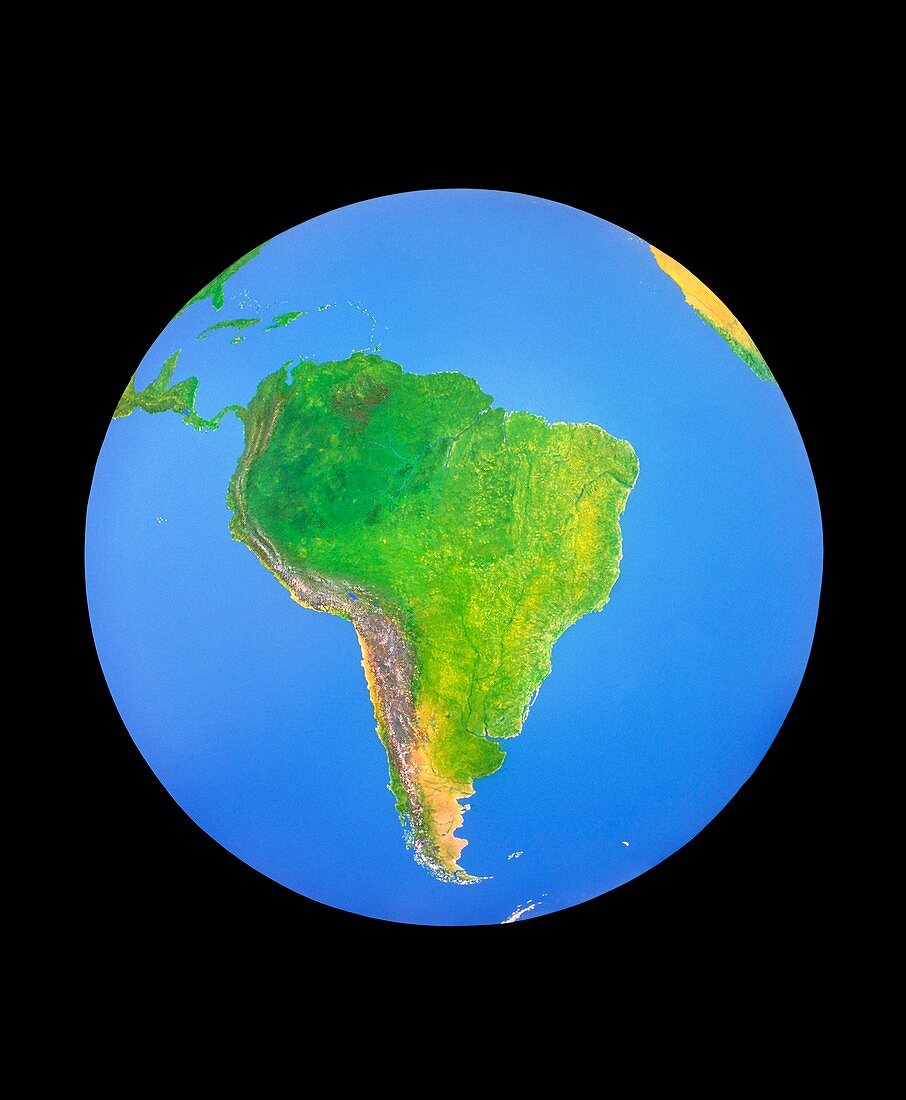 Whole earth centred on South America
