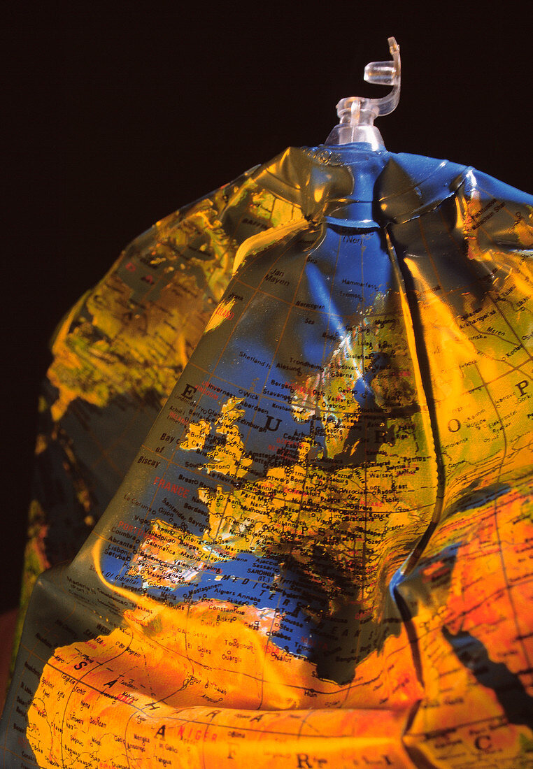 Deflated Earth globe