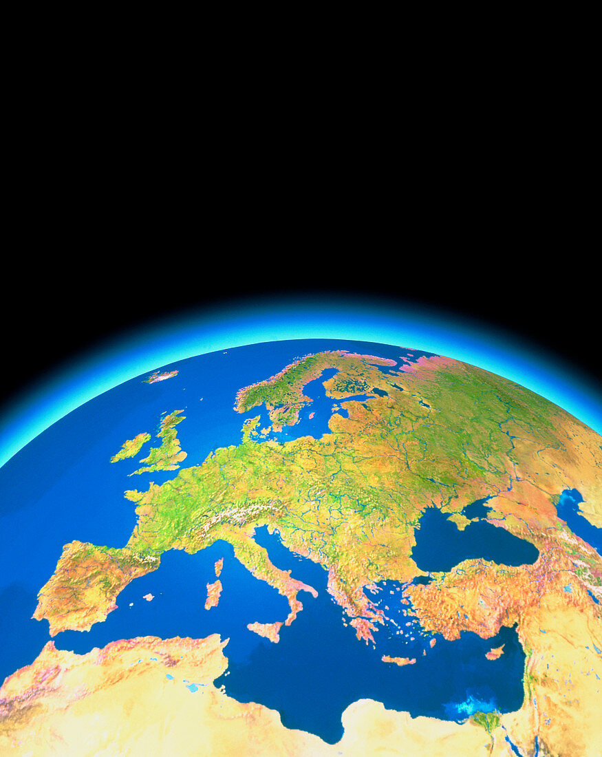 GeoSphere image of Europe with airglow horizon