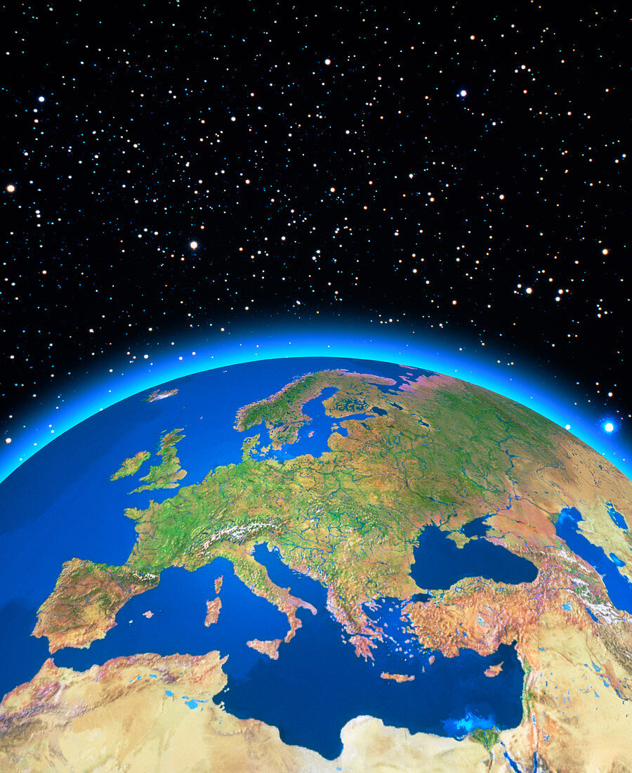 GeoSphere image of Europe with airglow horizon