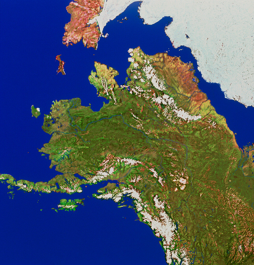 Satellite mosaic of Alaska