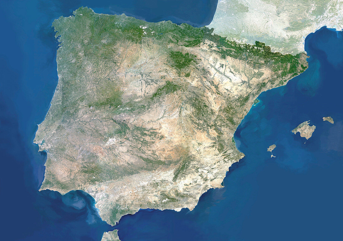 Satellite image of Spain and Portugal