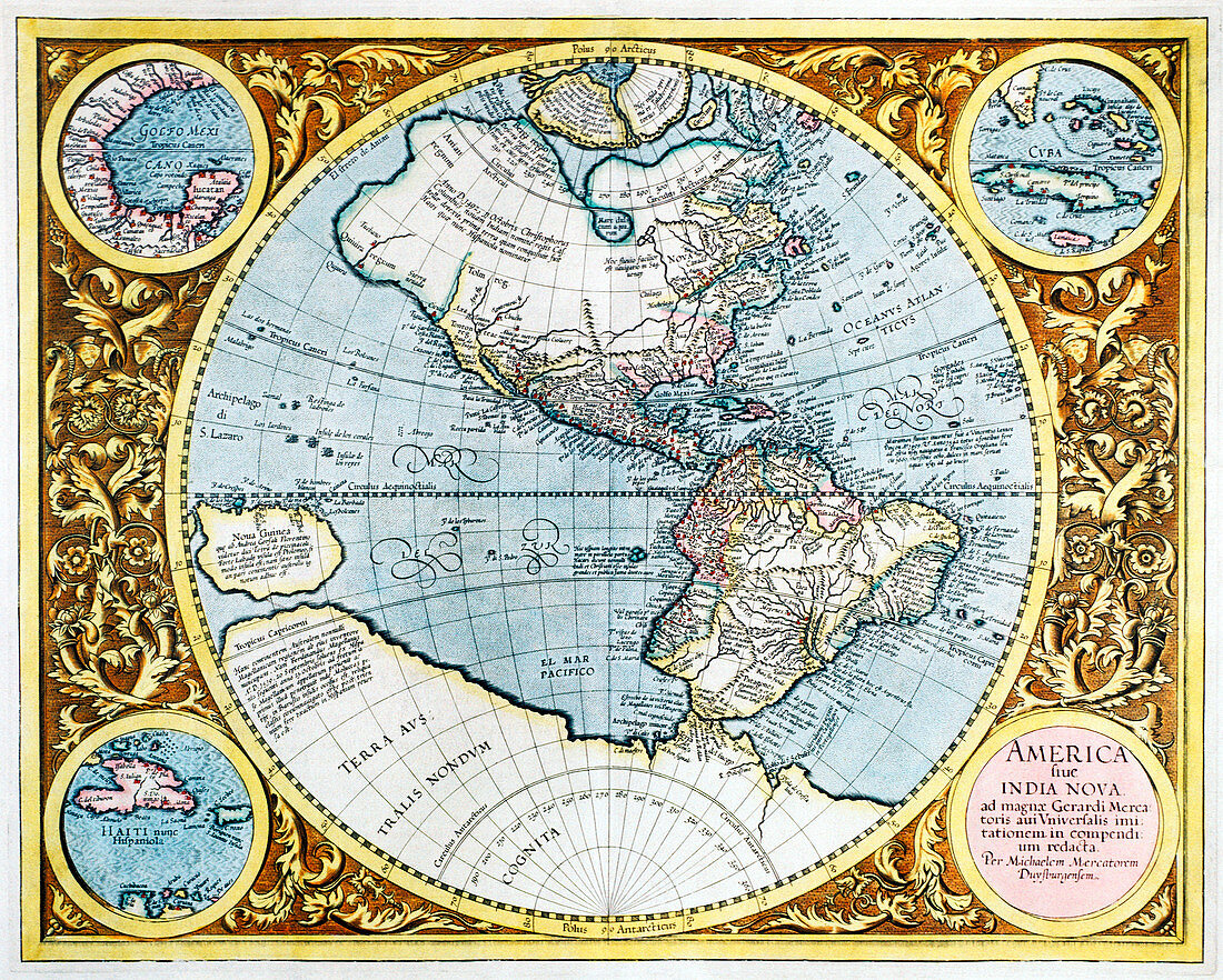 17th century map of the New World