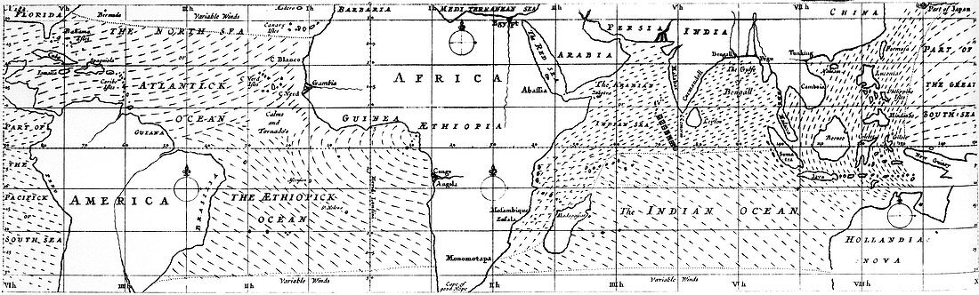 Halley's tropical winds chart,1686