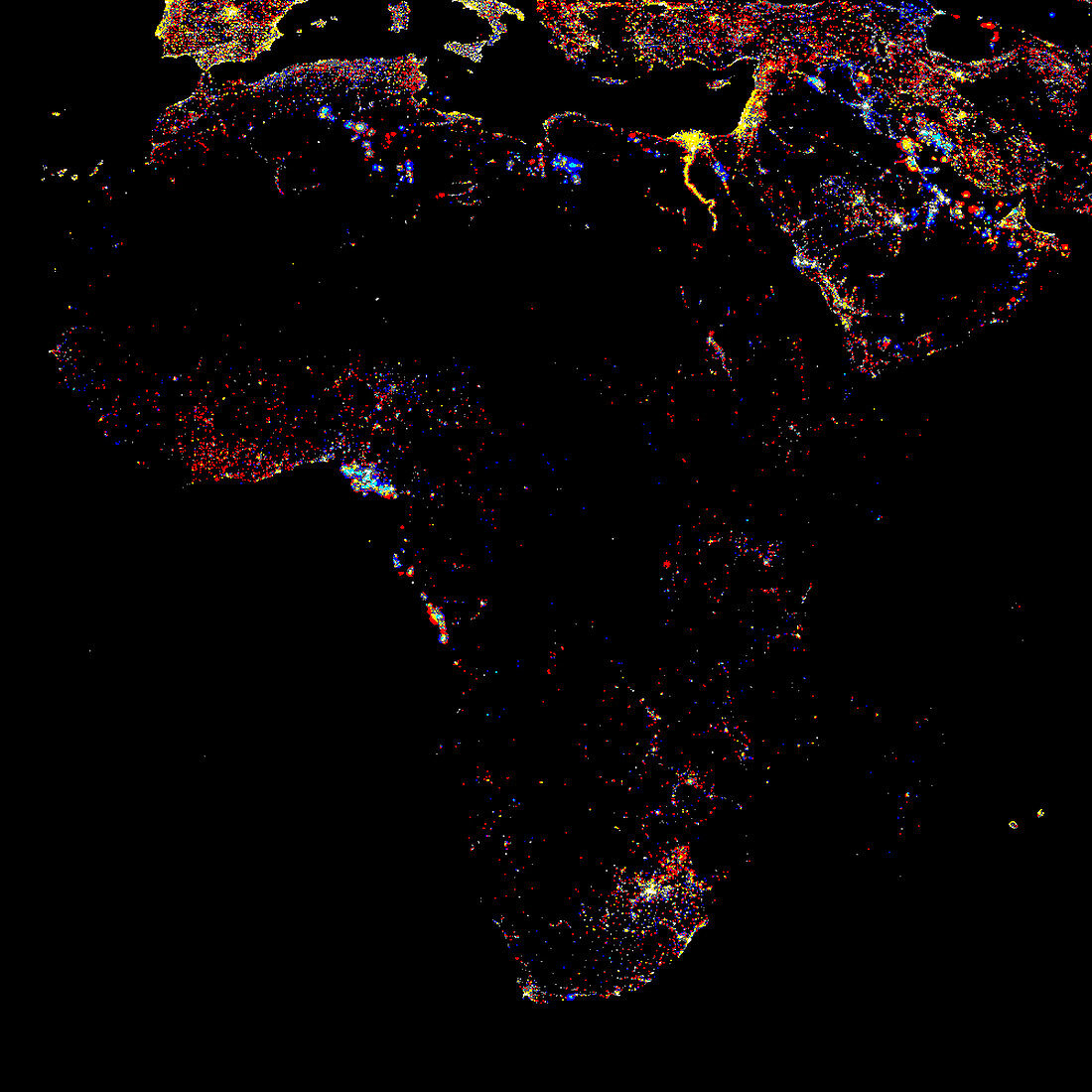 Africa at night,1993-2003 changes