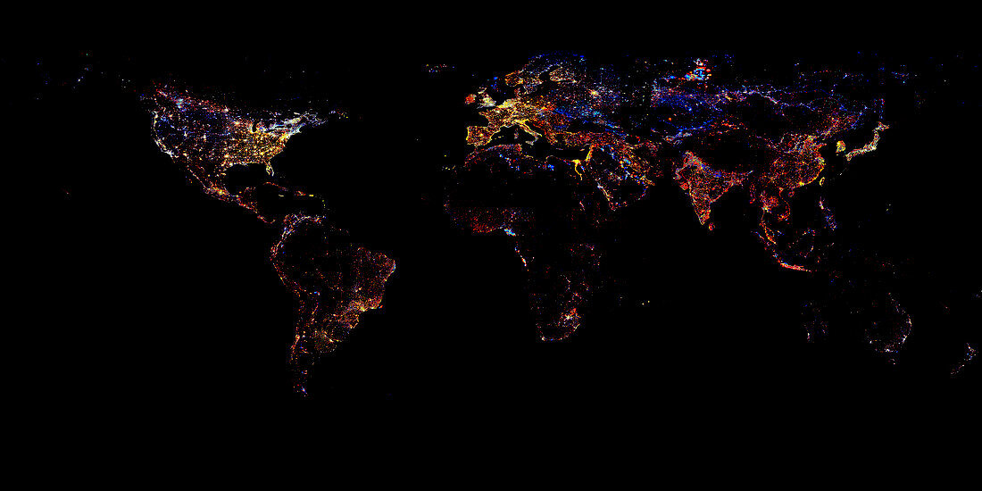 World at night,1993-2003 changes