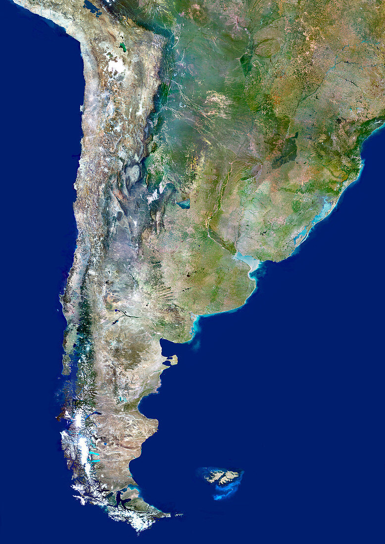 Chile and Argentina,satellite image