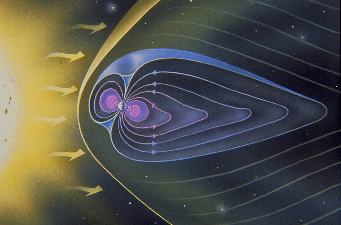 Artwork of the magnetosphere of the Earth