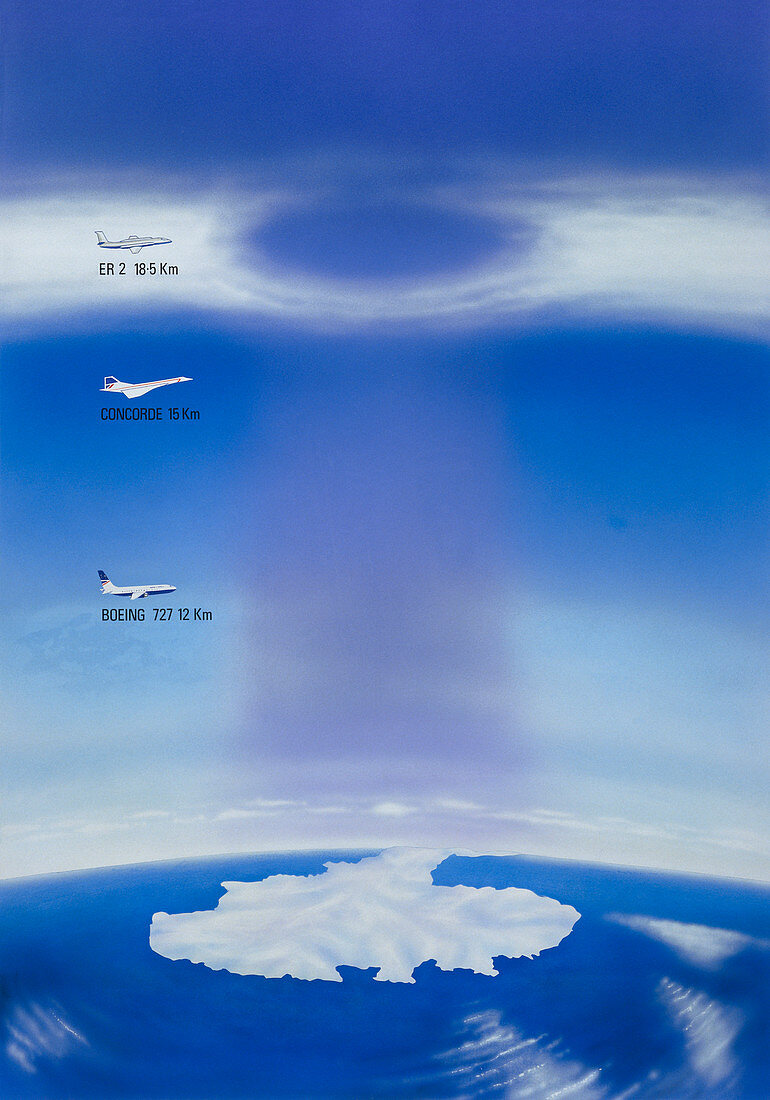 Artwork showing hole in ozone layer