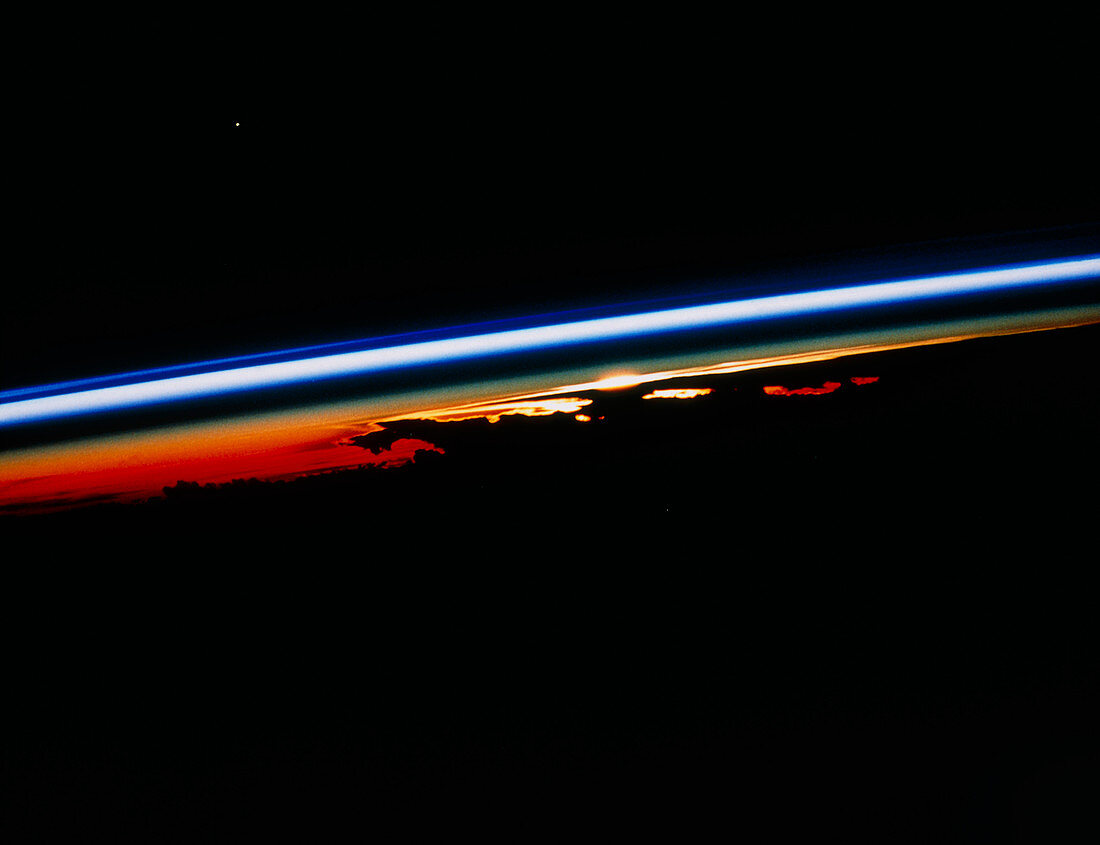 Sunset view of atmosphere seen from orbit,STS-47